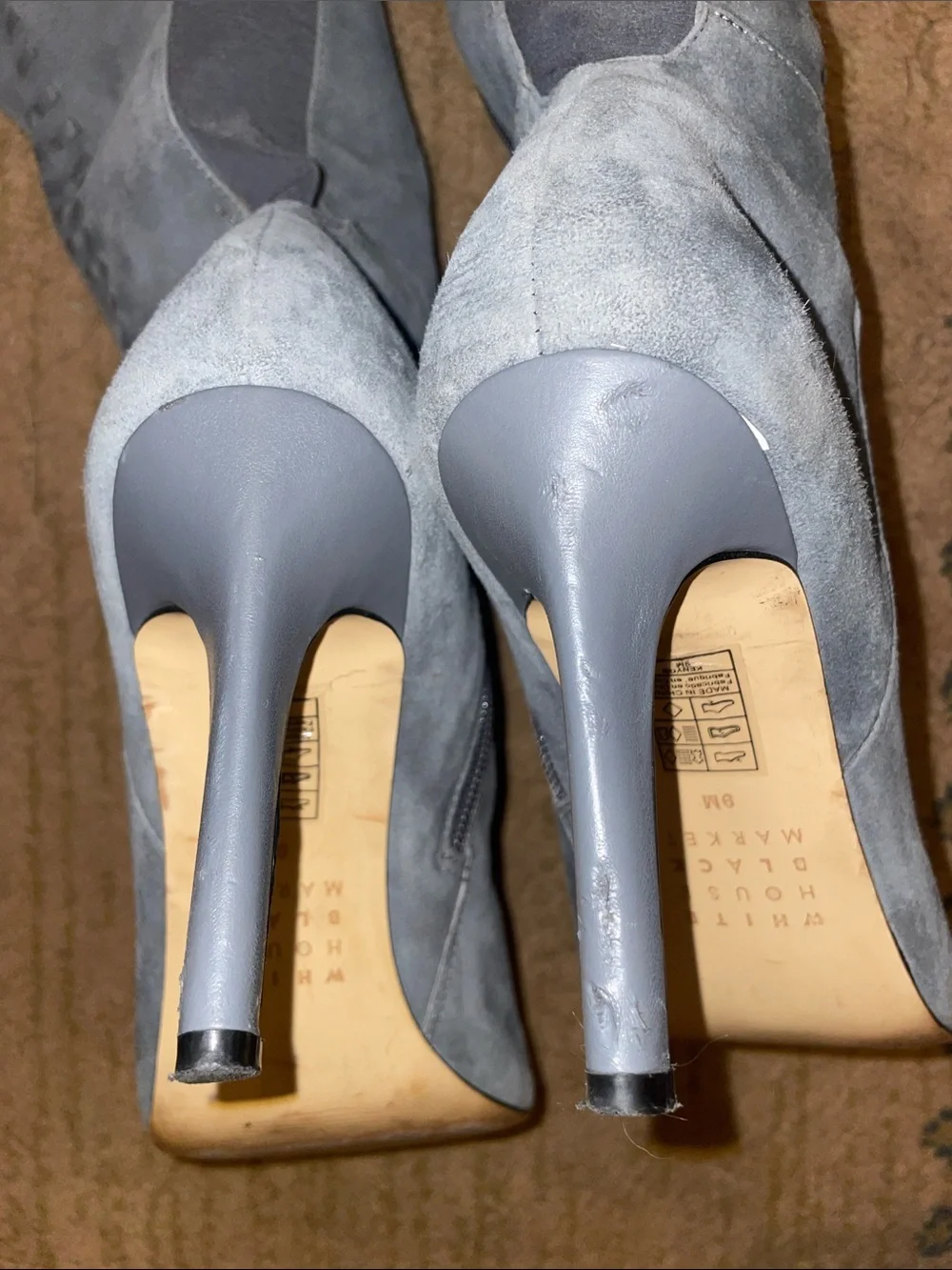 White House Black Market Light Blue Suede Over-the-Knee Stiletto Boots, Size 9M